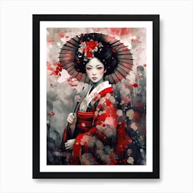 Geisha Realistic Drawing 4 Art Print