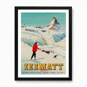 Zermatt Vintage Ski Poster Art Print