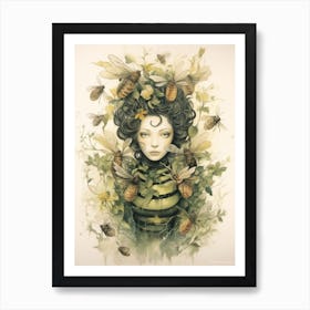 Queen Bee Beehive Watercolour Illustration 1 Art Print