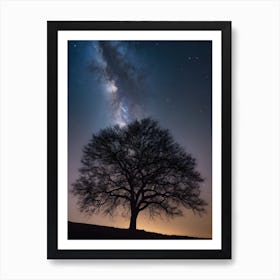 Lone Tree In The Night Sky 2 Art Print