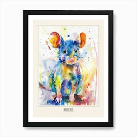 Mouse Colourful Watercolour 2 Poster Art Print