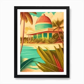 Grand Bahama Island Bahamas Vintage Sketch Tropical Destination Art Print