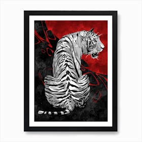 Chrome Red Tiger Art Print