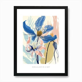 Colourful Flower Illustration Poster Nigella Love In A Mist 2 Art Print