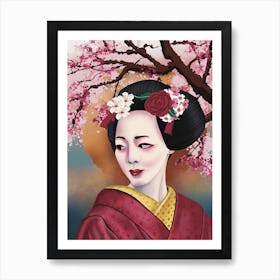 Abstract Geisha Woman Art Print