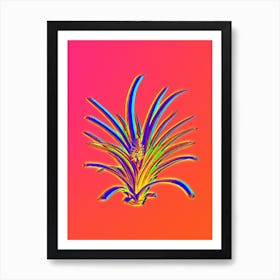 Neon Pineapple Botanical in Hot Pink and Electric Blue n.0180 Art Print