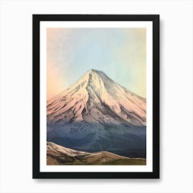 Mount Ararat Turkey Color Line Drawing (3) Art Print