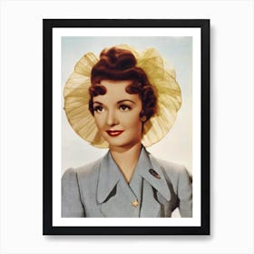 Claudette Colbert Retro Collage Movies Art Print