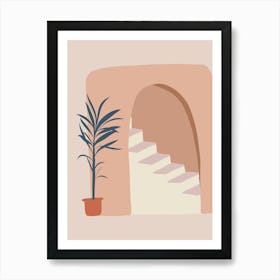 Stairway To Heaven. Egypt - boho travel pastel vector minimalist poster Art Print