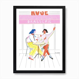 Brasserie Pink & White Art Print