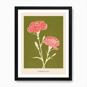 Pink & Green Carnation 2 Flower Poster Art Print