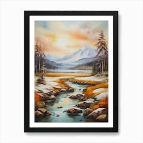 'Sunset In The Mountains' 1 Art Print