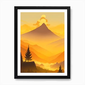 Misty Mountains Vertical Composition In Yellow Tone 12 Art Print