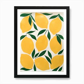 Lemons And Leaves White Background Art Print