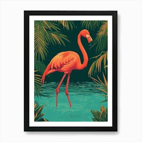 Greater Flamingo Ra Lagartos Yucatan Mexico Tropical Illustration 1 Art Print