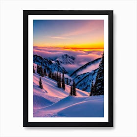 Chamonix, France Sunrise 3 Skiing Poster Art Print