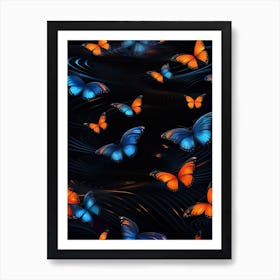 Blue And Orange Butterflies Art Print