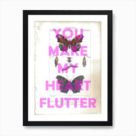 You Make My Heart Flutter Vintage Butterfly Art Print