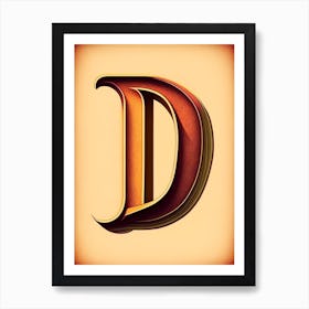 D, Letter, Alphabet Retro Drawing 2 Art Print