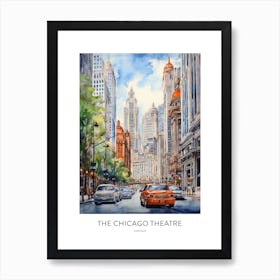 The Chicago Theatre Chicago Watercolour Travel Poster Art Print