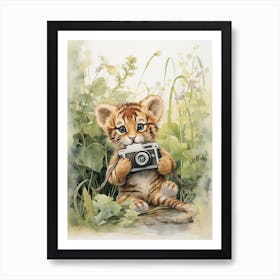 Tiger Illustration Photographing Watercolour 3 Art Print