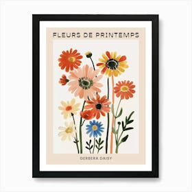 Spring Floral French Poster  Gerbera Daisy 2 Art Print