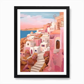 Santorini Greece Travel Housewarming Painting Streets Art Print