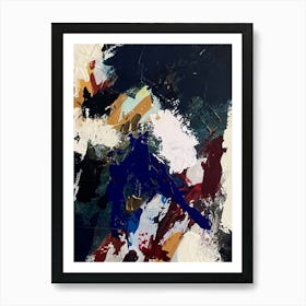 SELBY - Abstract Modern Contemporary Painting - Teal, Blue, Gold, Burgundy Art Print