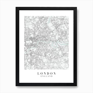 London England Street Map Minimal Color Art Print