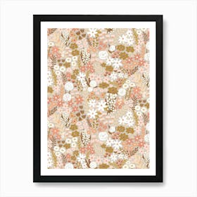 Light Golden Autumn Floral Meadow Wildflower Garden Art Print