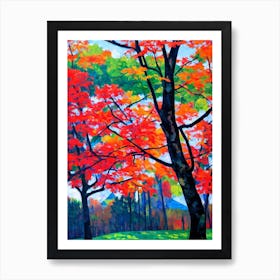 Red Maple Tree Cubist Art Print