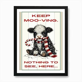 Funny Grumpy Christmas Cow Art Print