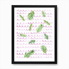 Pink Scallop And Palms Art Print