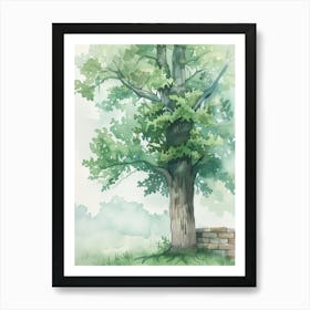 Ash Tree Atmospheric Watercolour Painting 2 Art Print