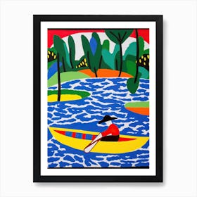 Canoeing In The Style Of Matisse 3 Art Print