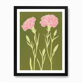 Pink & Green Carnation 5 Art Print