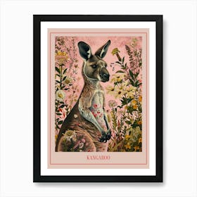 Floral Animal Painting Kangaroo Poster Art Print