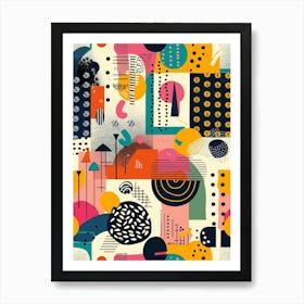 Playful And Colorful Geometric Shapes Arranged In A Fun And Whimsical Way 7 Art Print