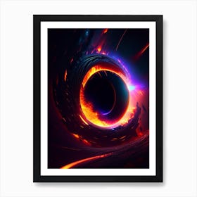 Black Hole Neon Nights Space Art Print