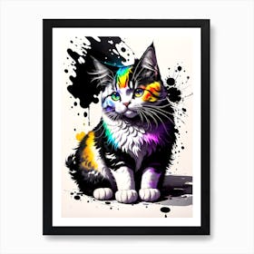 Rainbow Cat Painting Art Print