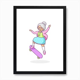 Skater Grandma Art Print