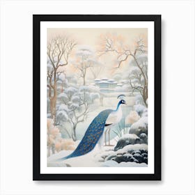Winter Bird Painting Peacock 2 Art Print