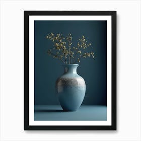 A Classic Vase Plain Ethnic Accents Dark Blue Background Realistic Vertical 24 Jnbx Erxb Art Print