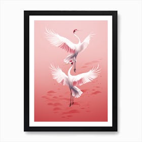 White Cranes Art Print