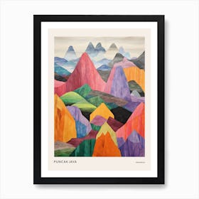 Puncak Jaya Indonesia 2 Colourful Mountain Illustration Poster Art Print