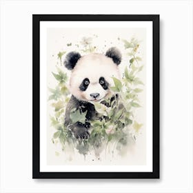 Panda Art Writing Watercolour 1 Art Print