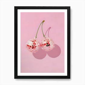 Cherries On A Pink Background Art Print