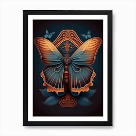 Gatekeeper Butterfly Retro Illustration 1 Art Print