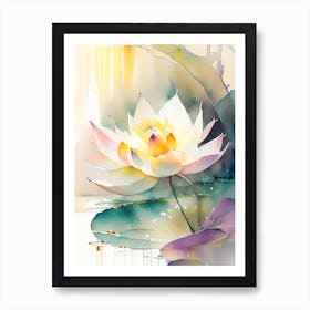 American Lotus Storybook Watercolour 3 Art Print