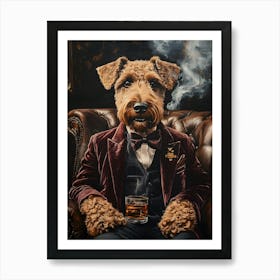 Classy Airedale At The Bar 19 Art Print